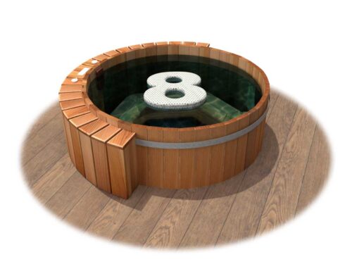 Classic Cedar Wood Hot Tub semi-recessed (8 person)