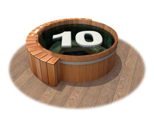 Classic Cedar Wood Hot Tub semi-recessed (10 person)